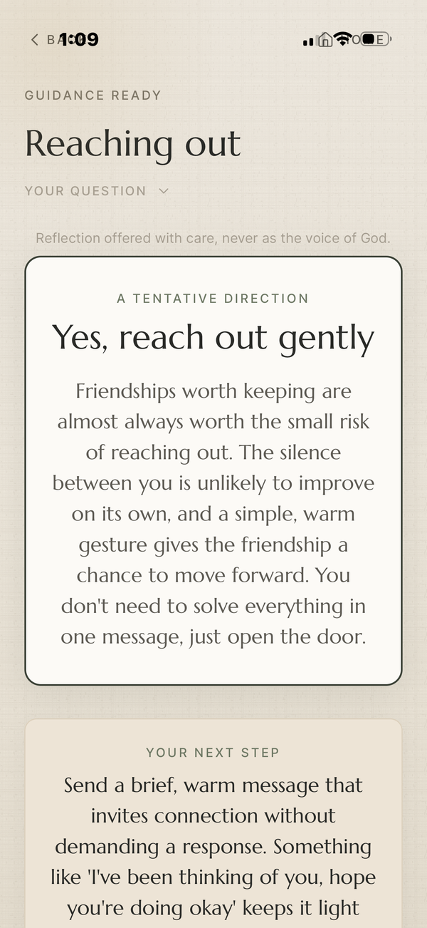 Guidance ready: a direct answer, reasoning, and a next step.